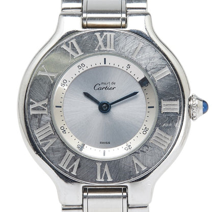 Cartier Must 21 Vantianne W10110T2 Quartz Watch With Silver Dial And Stainless Steel
