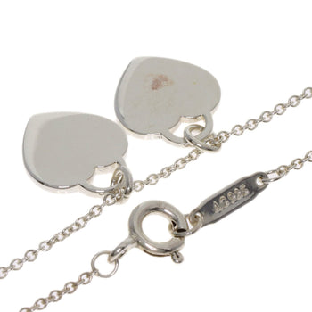Tiffany & Co. Double Heart Pink Enamel Necklace In Silver