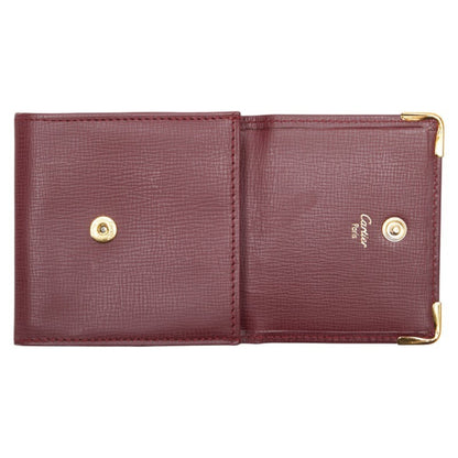 Cartier Must Line Wallet/Coin Case Wine Red Bordeaux Leather