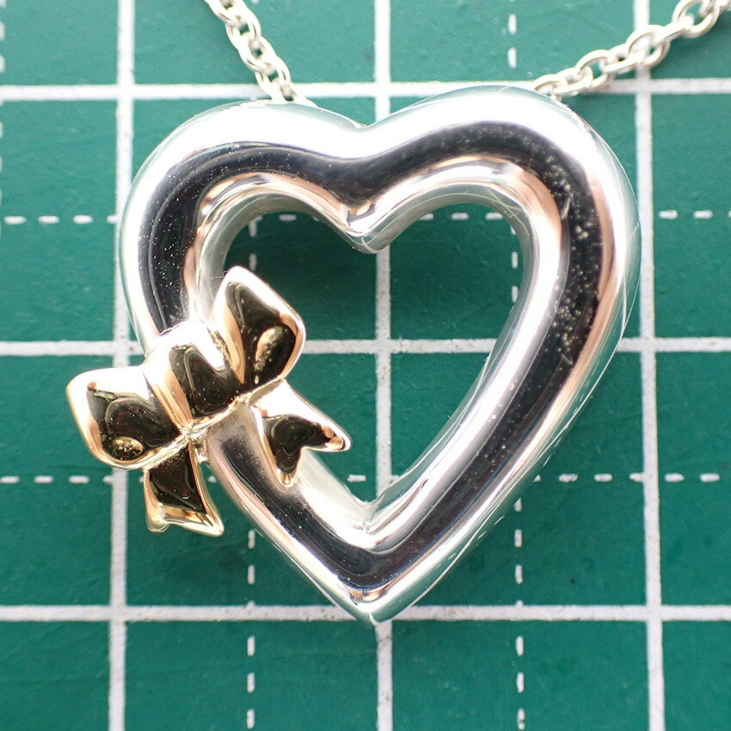 Tiffany 925 750 Heart Ribbon Pendant Necklace