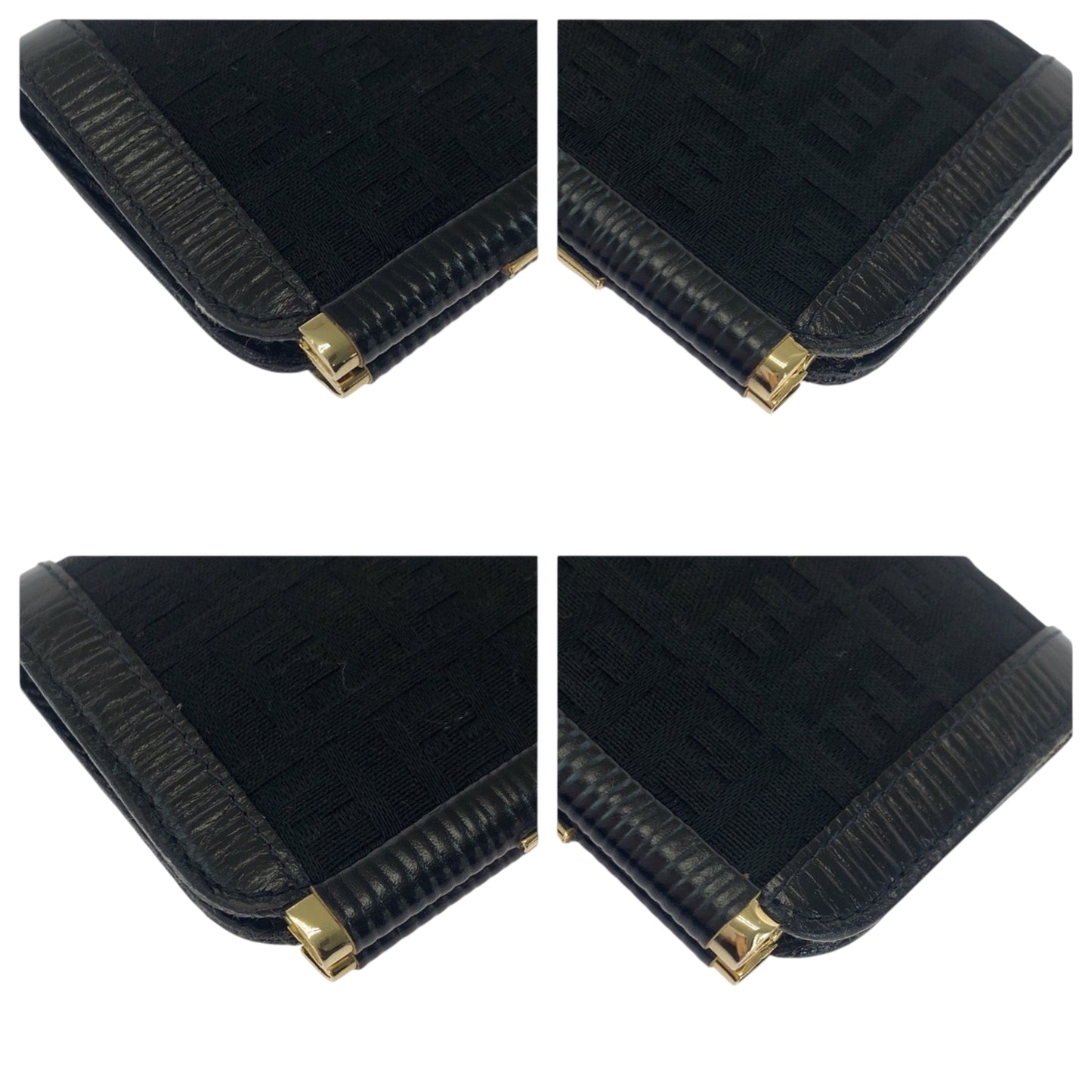 Fendi Vintage Zucca Black Gold Hardware Canvas Wallet/Coin Case Compact Wallet