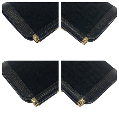 Fendi Vintage Zucca Black Gold Hardware Canvas Wallet/Coin Case Compact Wallet