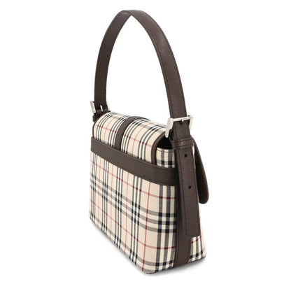 Burberry Nova Check Shoulder Bag In Canvas And Leather With Beige