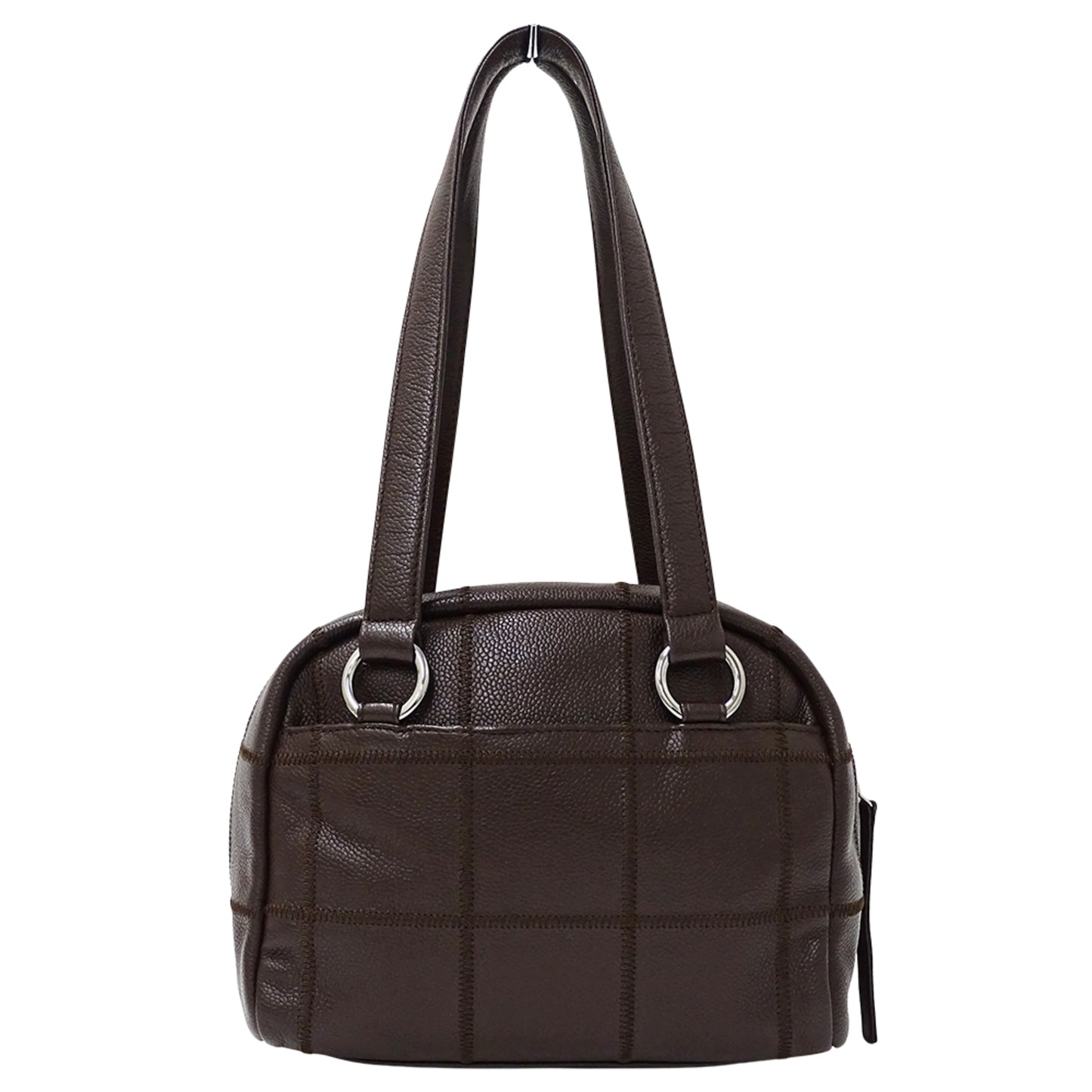 Chanel Chocobar Women'S Handbag/Shoulder Bag In Brown Caviar Leather With Silver Hardware