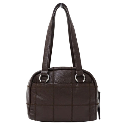 Chanel Chocobar Women'S Handbag/Shoulder Bag In Brown Caviar Leather With Silver Hardware