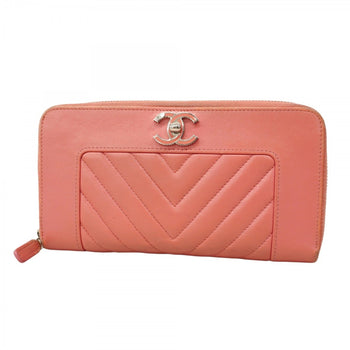 Chanel Long Wallet V-Stitch Lambskin Pink