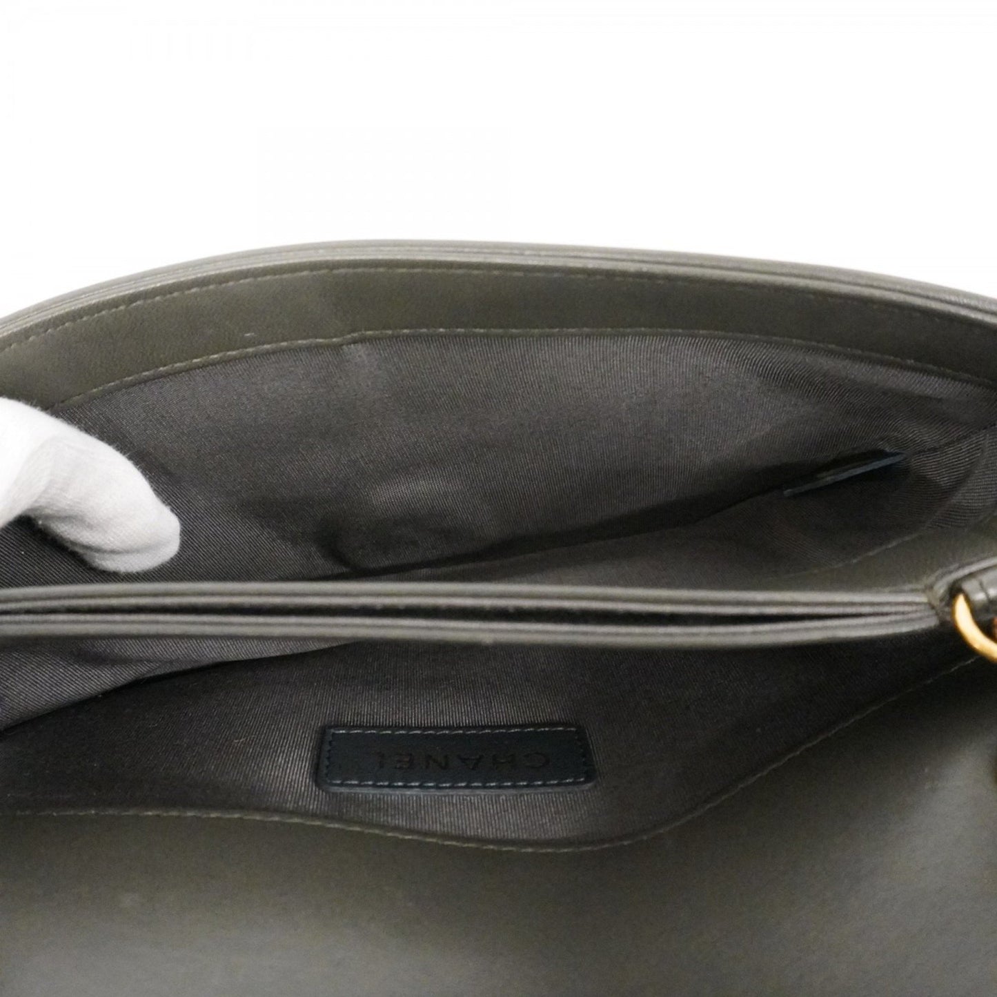 Chanel Shoulder Bag W Chain Leather Black Gold