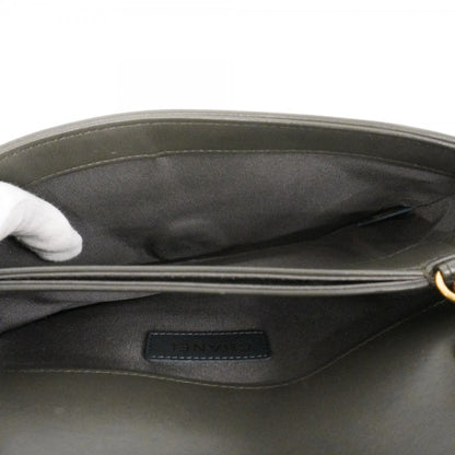 Chanel Shoulder Bag W Chain Leather Black Gold