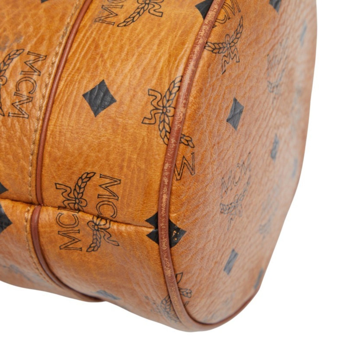 Mcm Visetos Logogram Shoulder Bag In Brown Leather