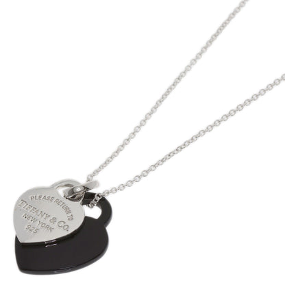 Tiffany & Co. Return To Double Heart Onyx Necklace In Silver