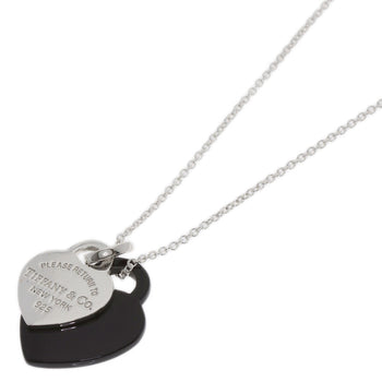 Tiffany & Co. Return To Double Heart Onyx Necklace In Silver