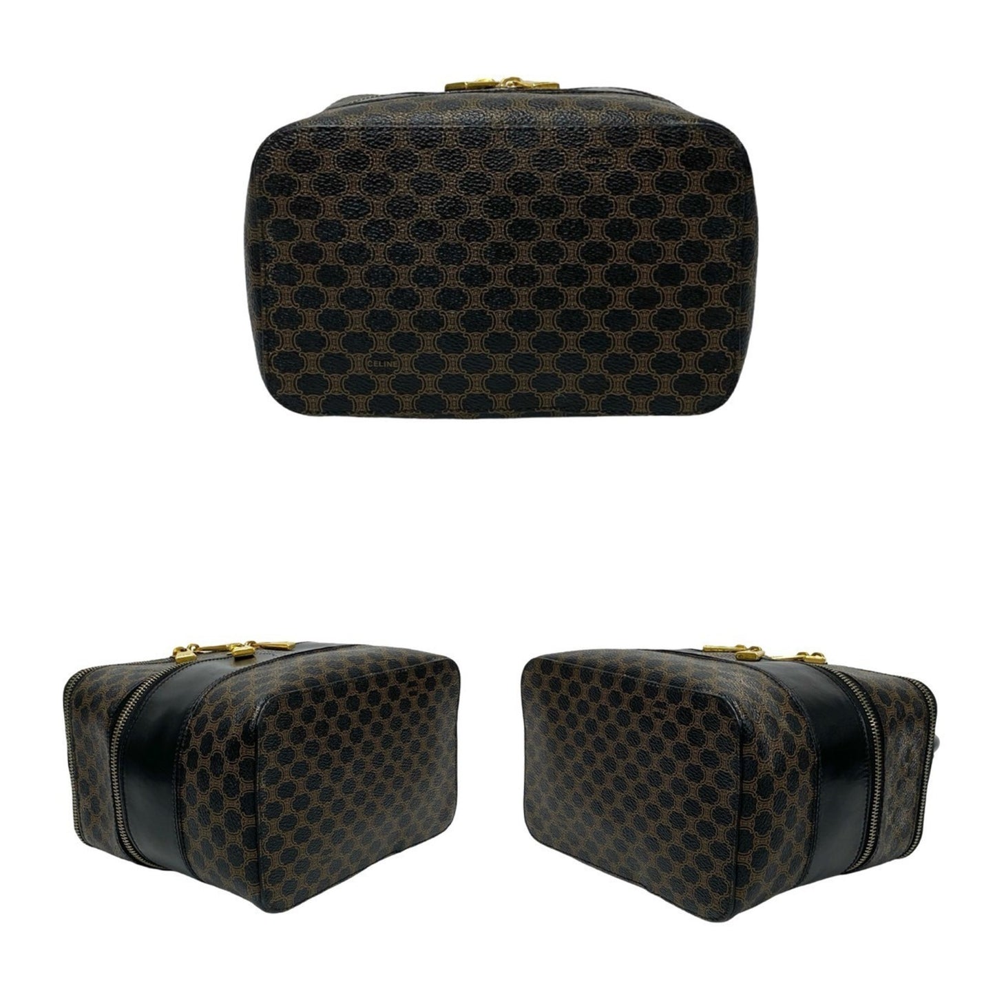 Celine Macadam Blason Triomphe Leather Handbag/Vanity Bag/Makeup Box