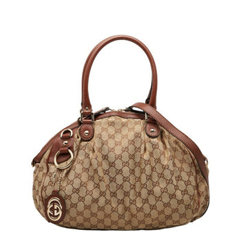 Gucci Gg Canvas Handbag/Shoulder Bag 2-Way 223974 Brown Leather