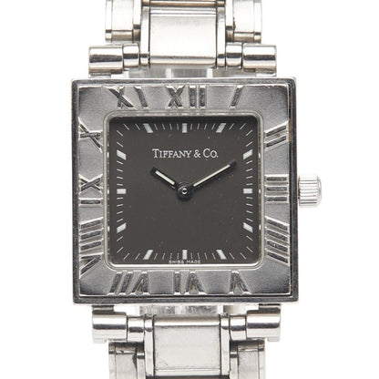 Tiffany & Co. Atlas Quartz Watch With Black Dial And Stainless Steel