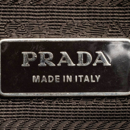 Prada Floral Print Shoulder Bag In Dark Brown