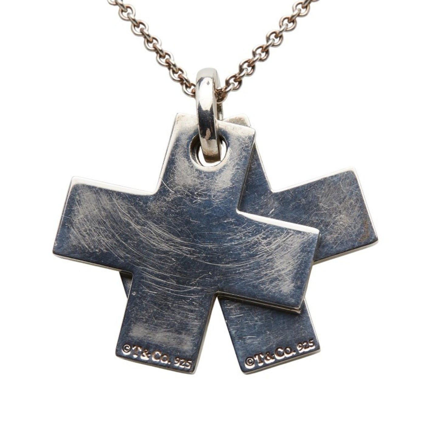 Tiffany & Co. Double Cross Pendant Necklace In 925 Sterling Silver