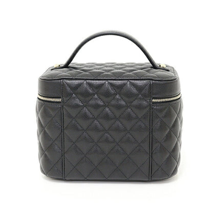 Chanel Timeless Classic Vanity Bag Caviar Skin Ap2573 Black Matelasse Unused F-04622
