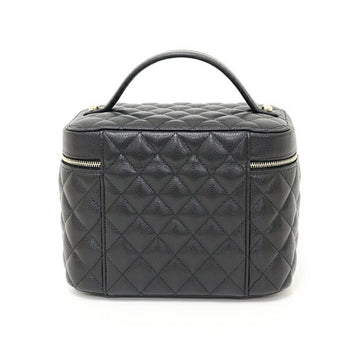 Chanel Timeless Classic Vanity Bag Caviar Skin Ap2573 Black Matelasse Unused F-04622