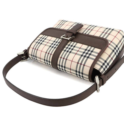 Burberry Nova Check Shoulder Bag In Canvas And Leather With Beige