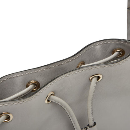 Valentino Rockstud Drawstring Shoulder Bag In Gray Leather