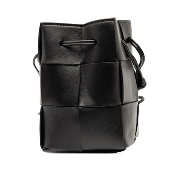 Bottega Veneta Maxi Intrecciato Cassette Mini Shoulder Bag In Black Leather