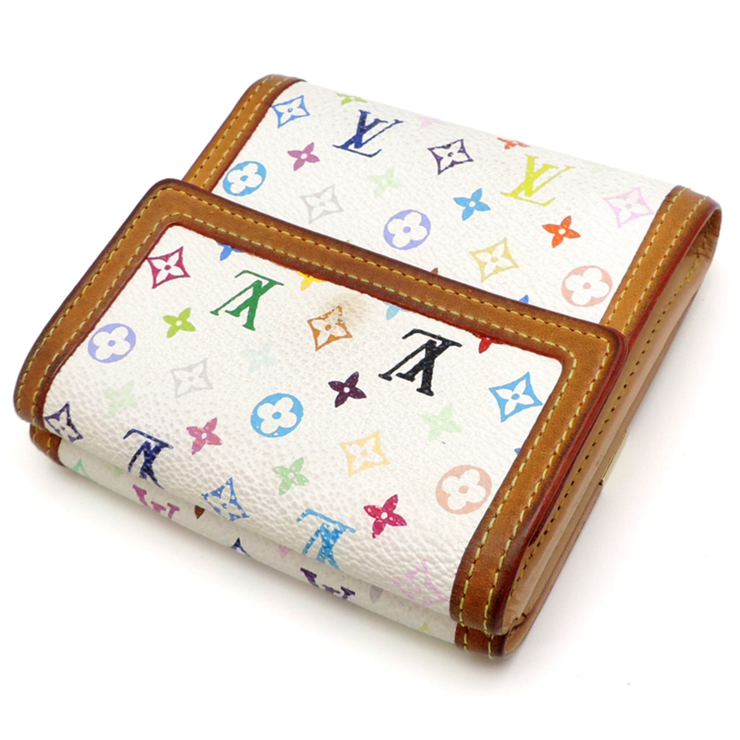Louis Vuitton Porte-Monnaie Bi-Fold Wallet M92983 (Discontinued) Monogram Multicolore Blanc (White)