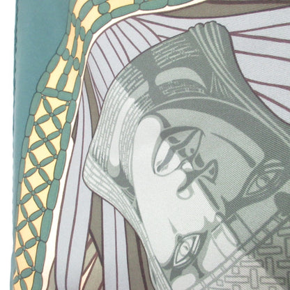 Hermes Carr 90 "Treasure Of The Royal Family Benin" Large Silk Scarf/Muffler Green