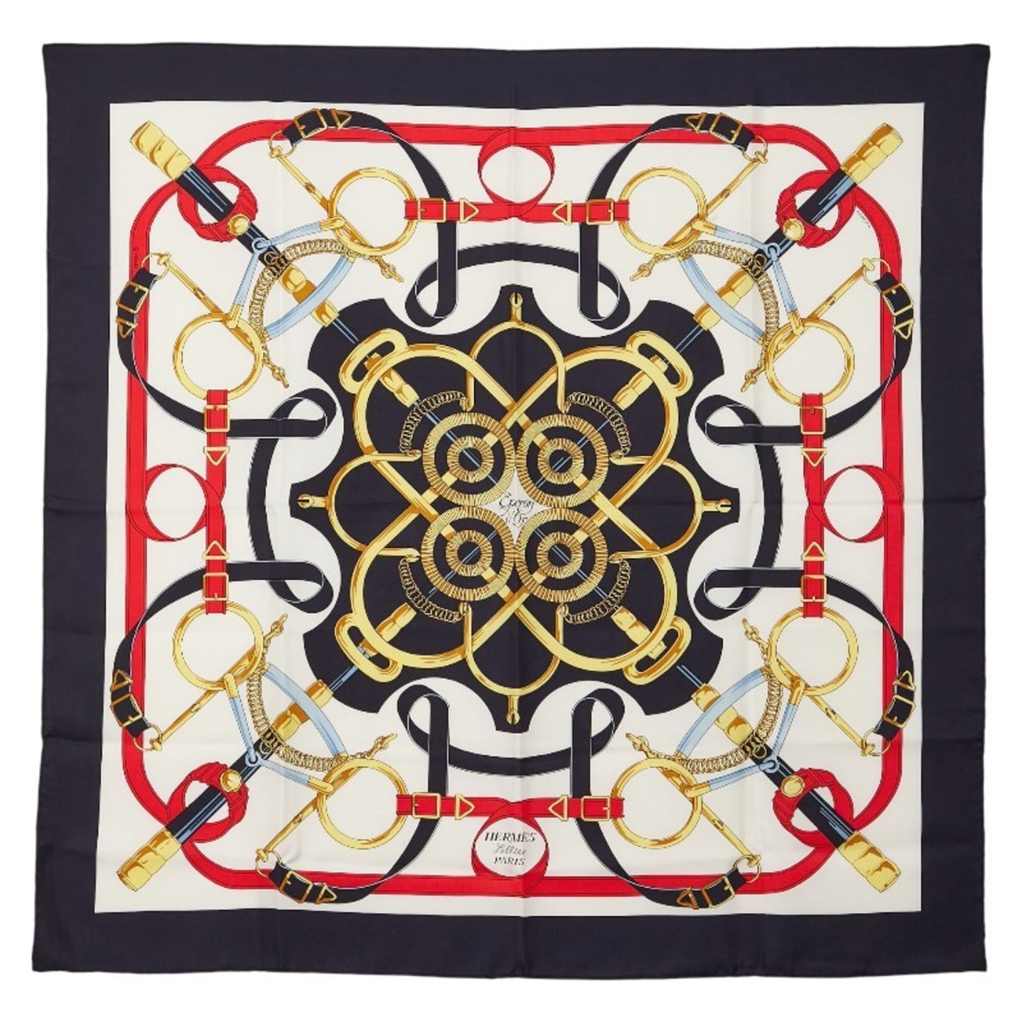 Hermes Herms Carr 90 Eperon D'Or Golden Spur Scarf
