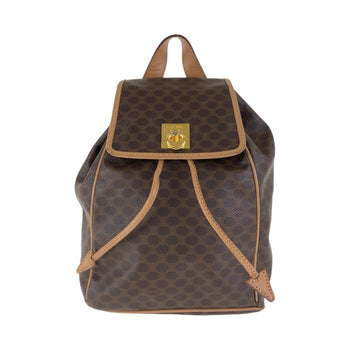 Celine Vintage Macadam Brown Gold Hardware Leather Backpack Daypack