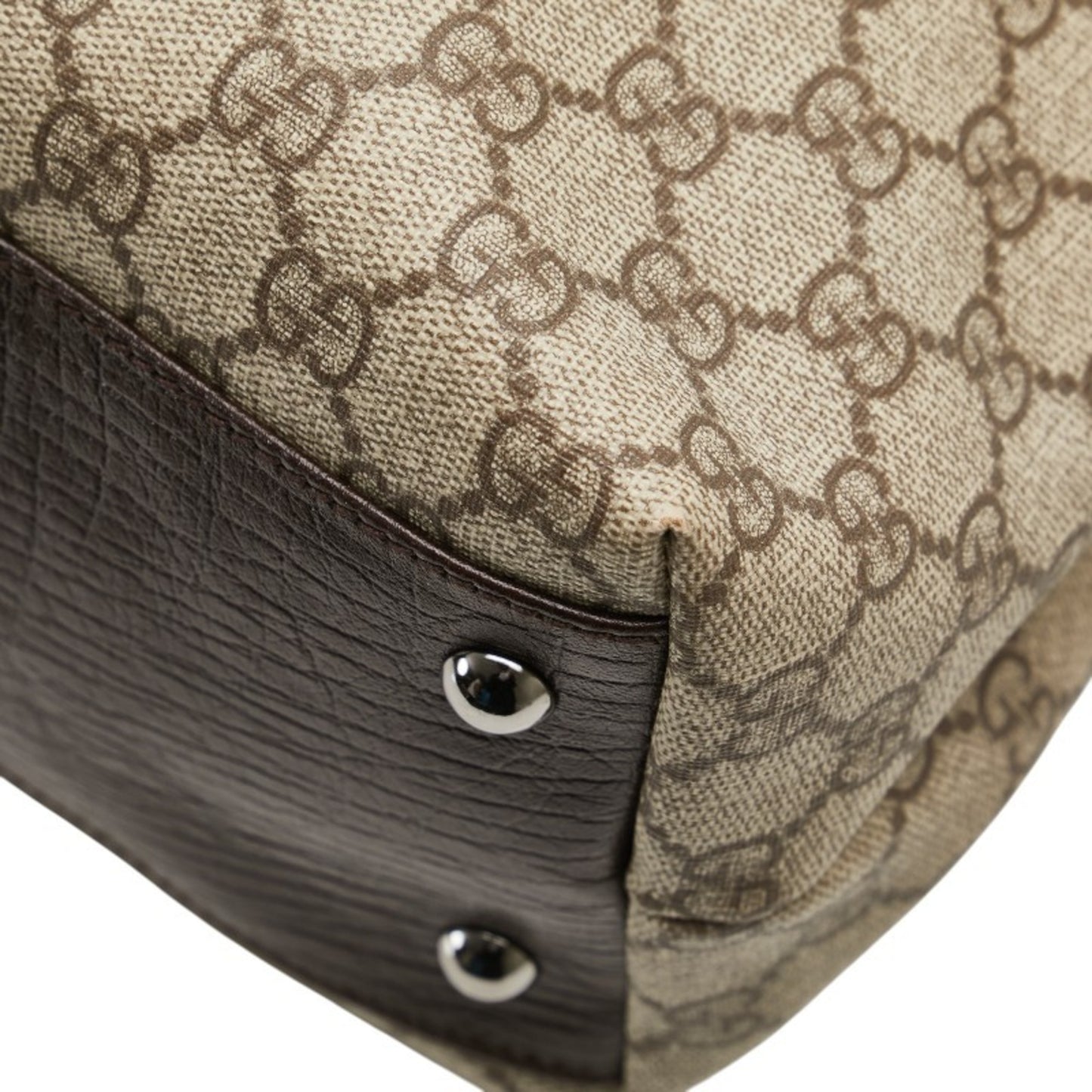 Gucci Gg Supreme Tote Bag Handbag 131219 Beige Brown Leather