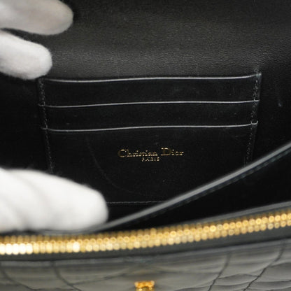 Christian Dior Cannage Miska 12 Shoulder Bag In Black Leather