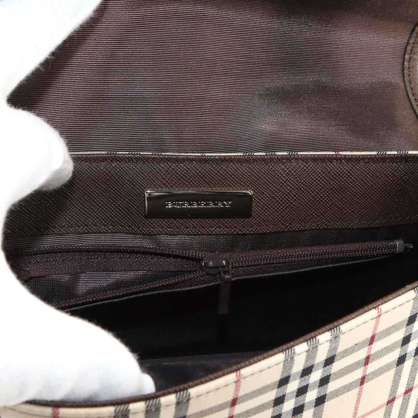 Burberry Nova Check Shoulder Bag In Canvas And Leather With Beige