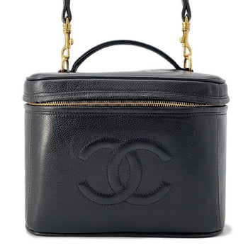 Chanel Vanity Bag Coco Mark Caviar Skin A06238 Chanel Hand 2Way Shoulder Black