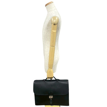 Hermes Sac A Depeche 41 Fjord Leather Business Briefcase In Black