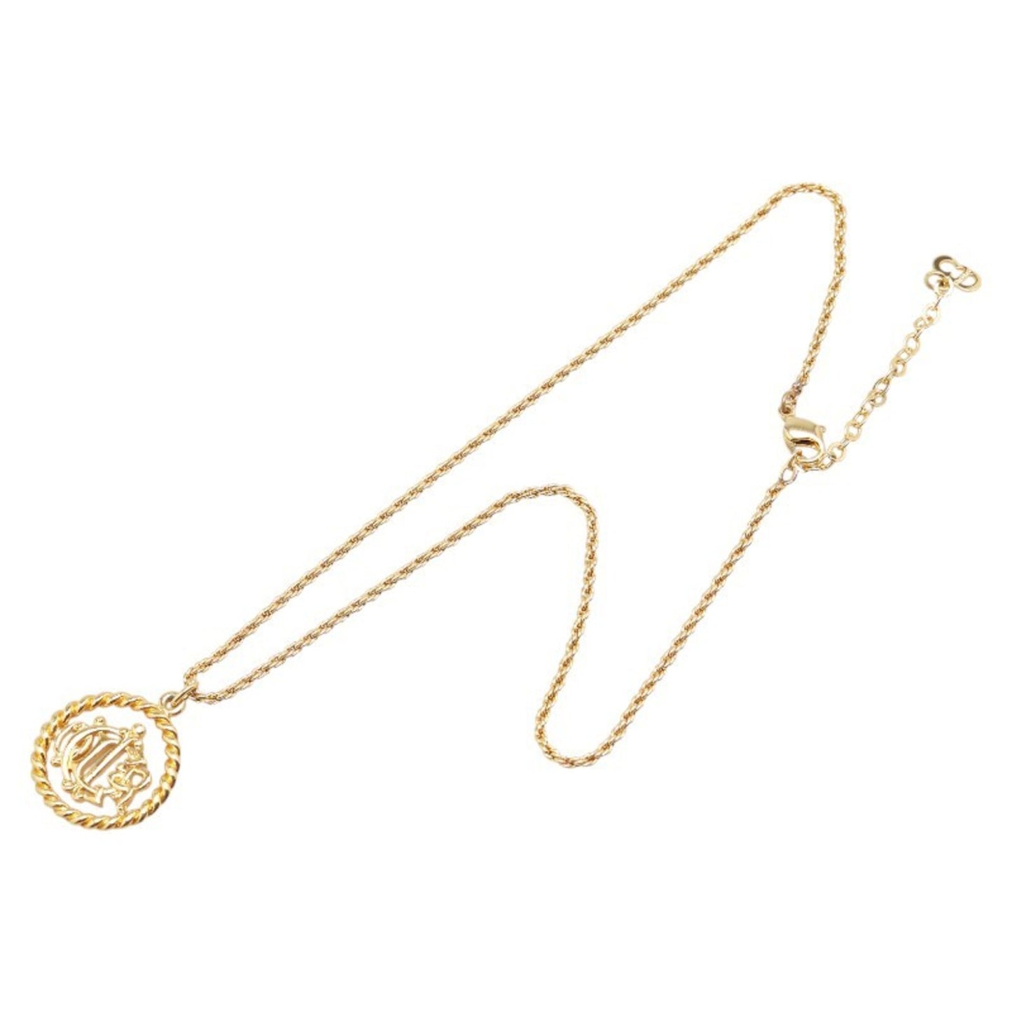 Christian Dior Dior Vintage Logo Necklace Gold Plated