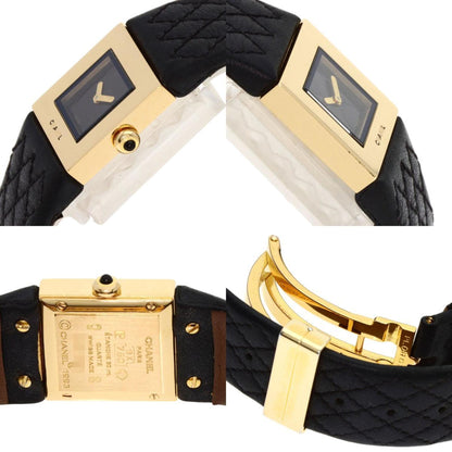 Chanel H0111 Matelasse Watch 18K Yellow Gold Leather