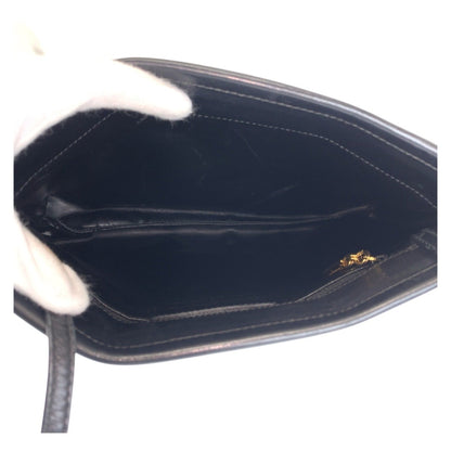Salvatore Ferragamo Black Gold Hardware Leather Shoulder Bag Pochette