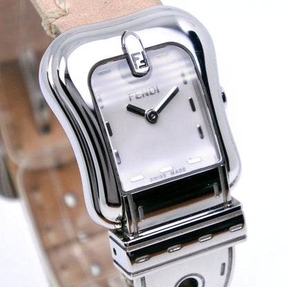 Fendi Befendi Watch 3800L Stainless Steel X Leather Pink Quartz Analog Display