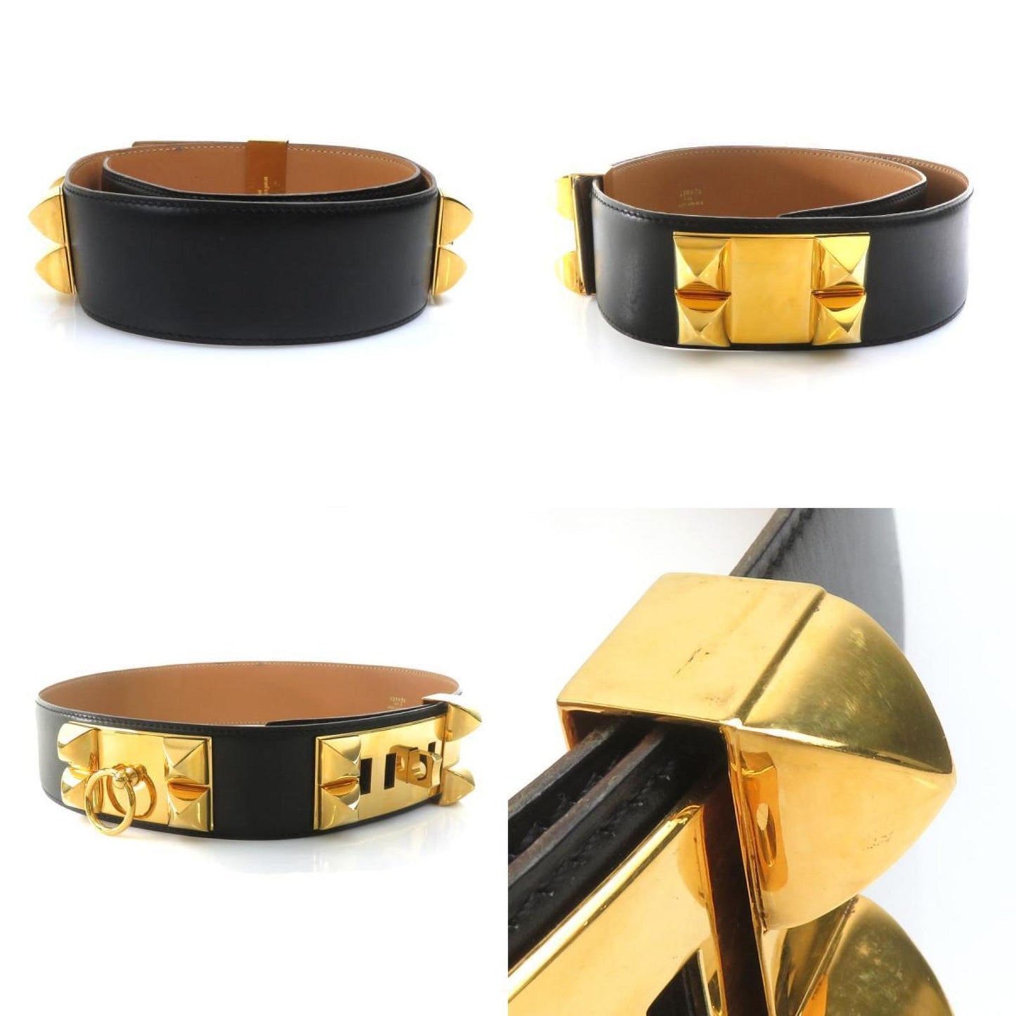 Hermes Herms Collier De Chien Box Calf Belt In Black