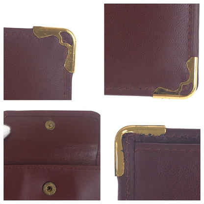 Cartier Vintage Must Line Wine Red Bordeaux Leather Bi-Fold Wallet