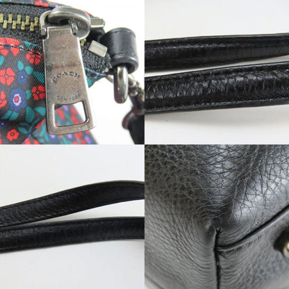 Coach Tote Bag F59433 Satchel Lunch Floral Nylon Leather Black Red Green