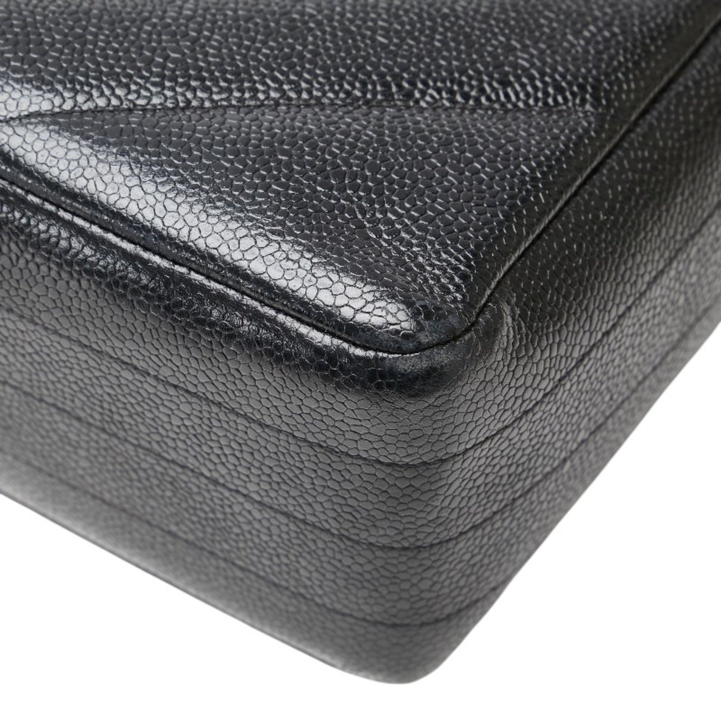 Chanel Coco Mark Bias Stitch Chain Shoulder Bag In Black Caviar Leather