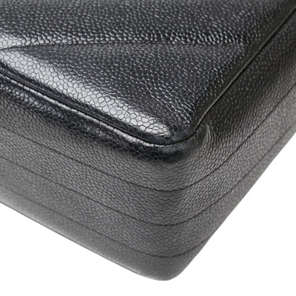 Chanel Coco Mark Bias Stitch Chain Shoulder Bag In Black Caviar Leather