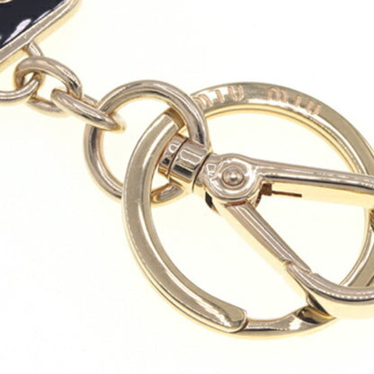 Miu Miu Miu Keychain 5Ps066 Black Gold Metal Key Ring Bag Charm