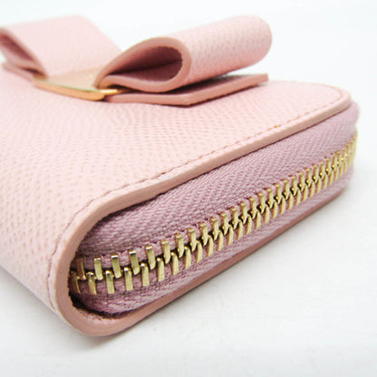 Salvatore Ferragamo Vara Iy-22D288 Leather Card Case Light Pink