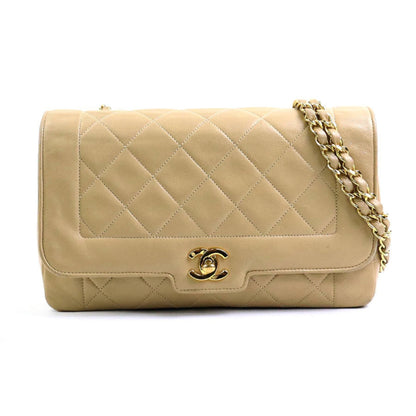 Chanel Shoulder Bag Matelasse Leather/Metal Beige/Gold