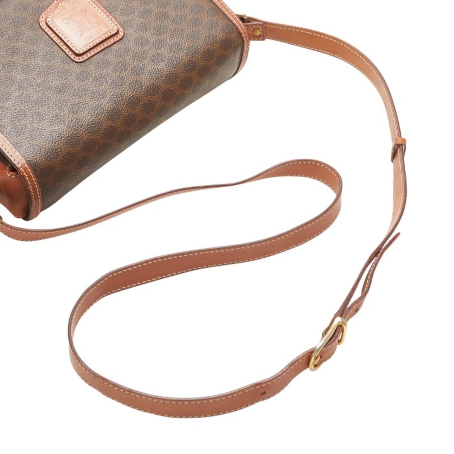 Celine Macadam Crossbody Shoulder Bag In Brown Leather