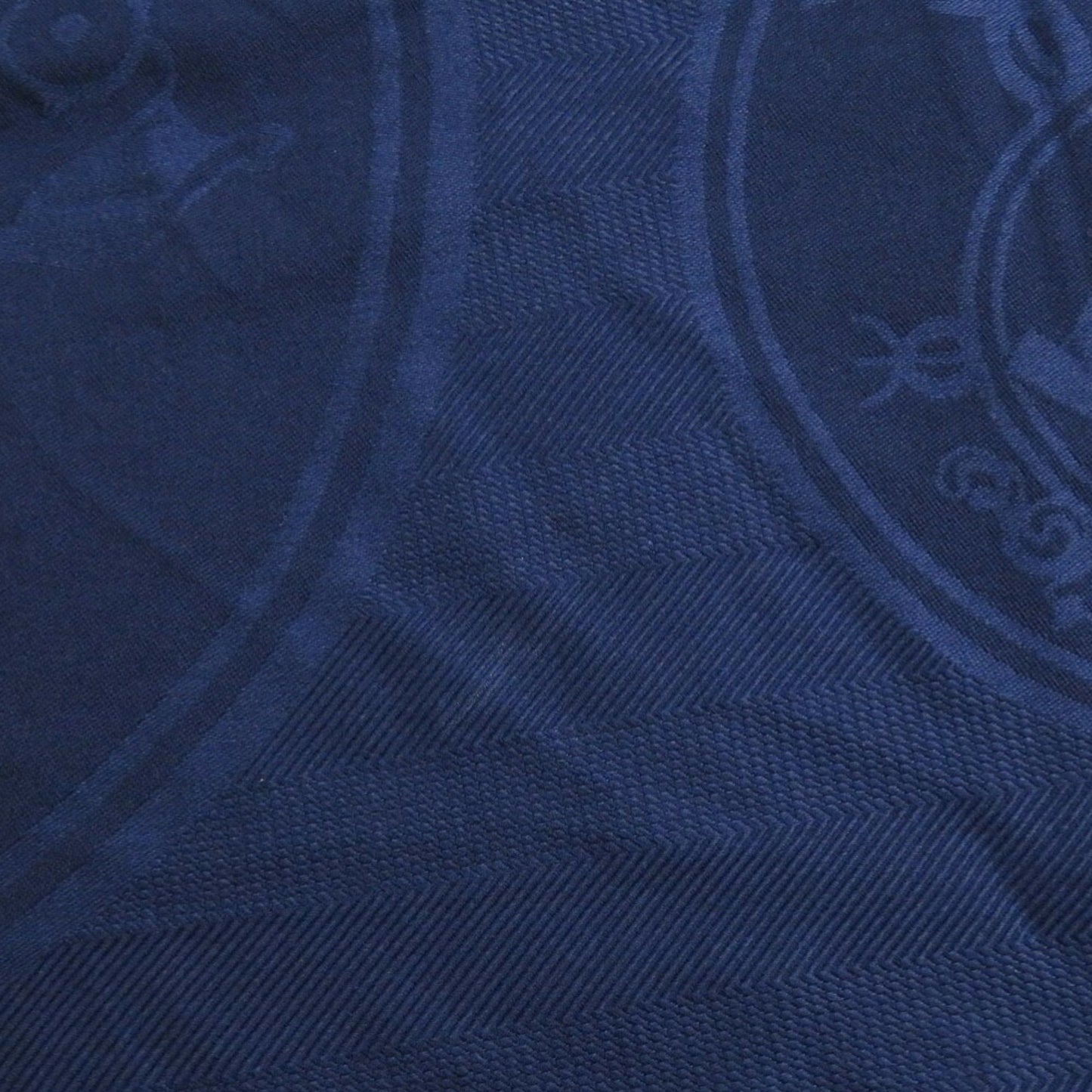 Like New Herms Carr 110 New Libris Cashmere Silk Blue Profon Scarf Muffler 1202Hermes