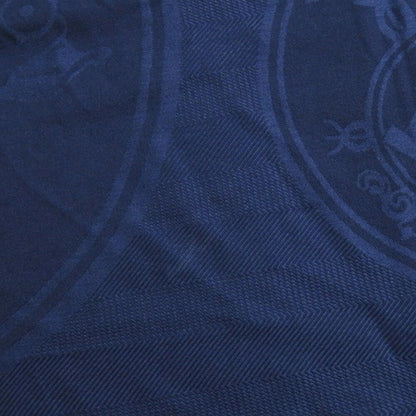 Like New Herms Carr 110 New Libris Cashmere Silk Blue Profon Scarf Muffler 1202Hermes