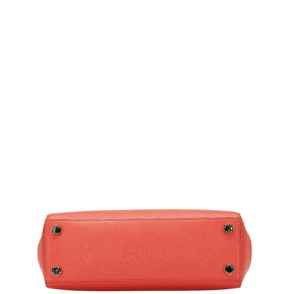 Michael Kors Logo Hardware Handbag Tote Bag Red Leather